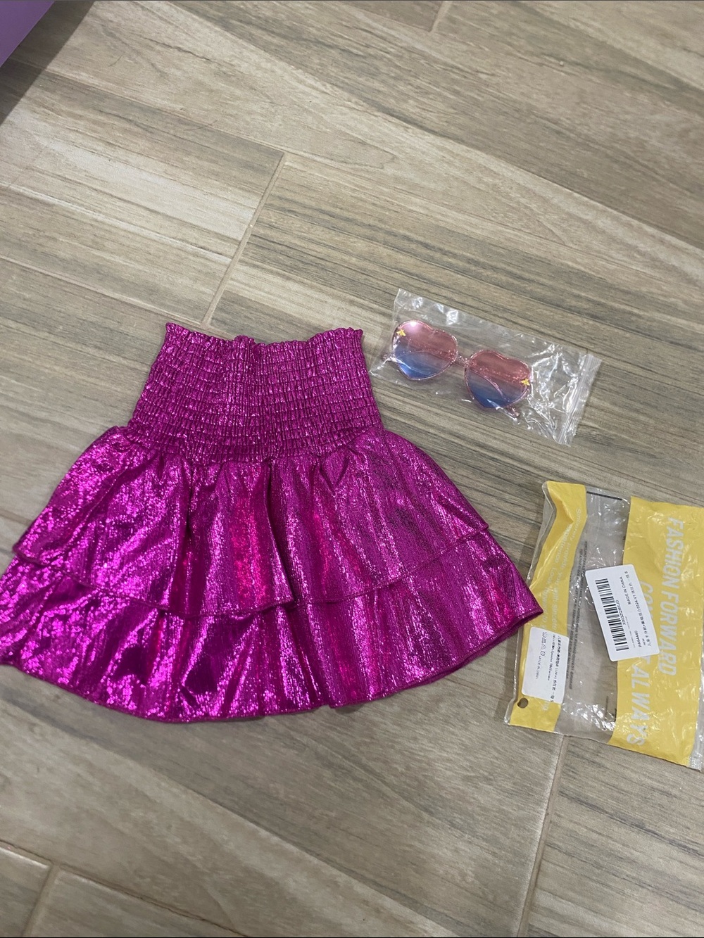 Koala Kids Metallic Fuchsia Tiered Ruffle Skirt